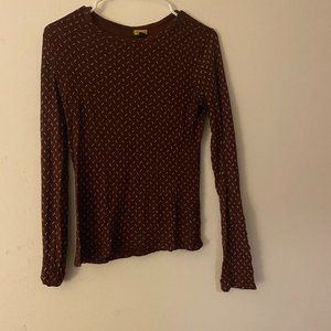 Thermal Layer Ribbed Dark Pink Pattern Long Sleeve